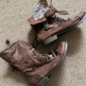 Brown combat boots